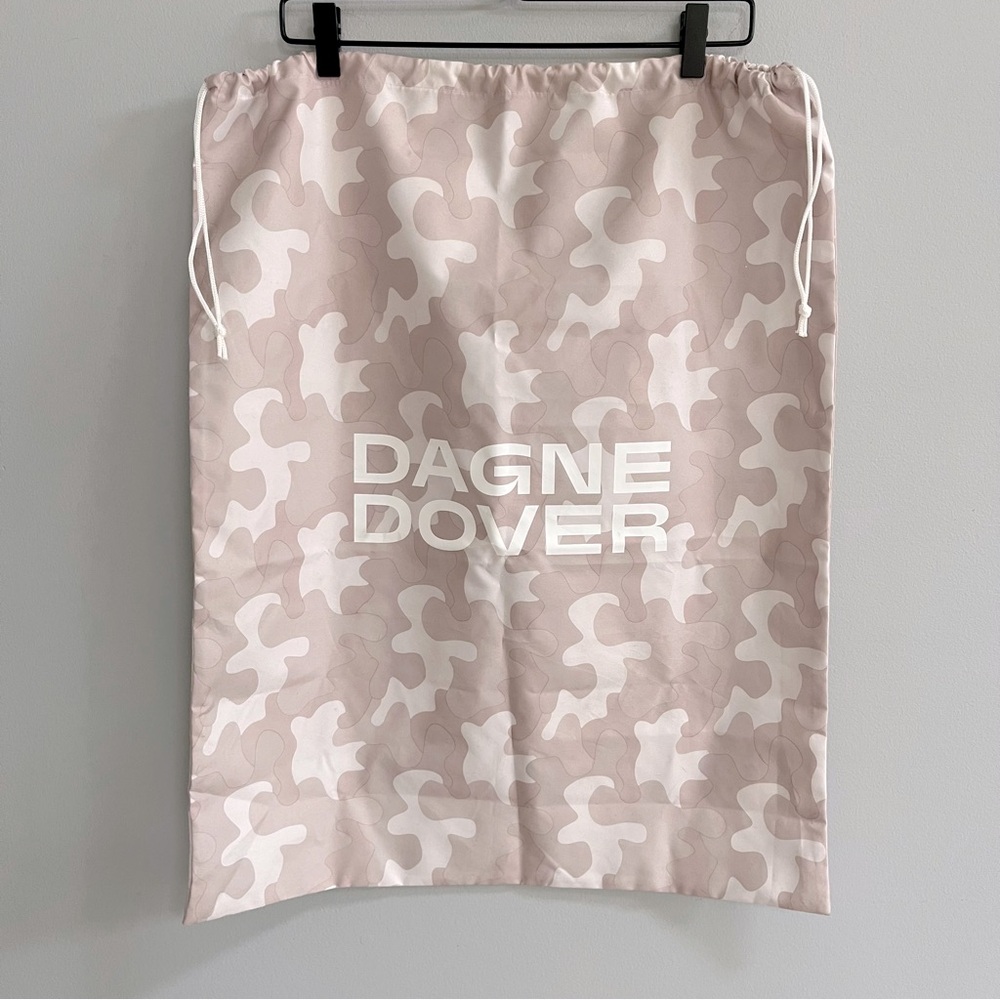 Dagne Dover Tan Camo Large Dust Bag New Drawstring Close Logo